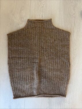 Madewell Fuzzy Brown Knit Turtleneck Vest